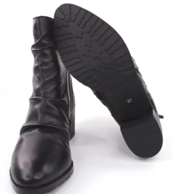 PETER ERIKSON Stiefelette Leder Zierfalten schwarz S23 CATHY-2301