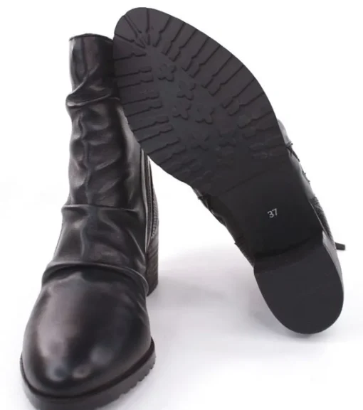 PETER ERIKSON Stiefelette Leder Zierfalten schwarz S23 CATHY-2301