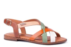 PIKOLINOS Sandale Leder braun grün weiß S12   W0X-0556C4