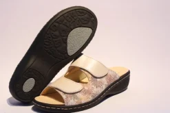 Portina Bequempantolette Wechselfußbett komplett Leder beige  10302