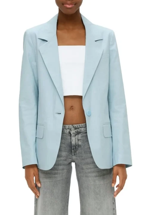 QS designed by Blazer aus Leinenmix blau S15 2143849