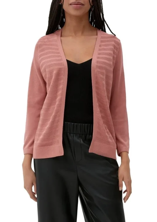 Qs designed by leichter Cardigan mit Strickmuster orange, lila, schwarz  S13  2125101