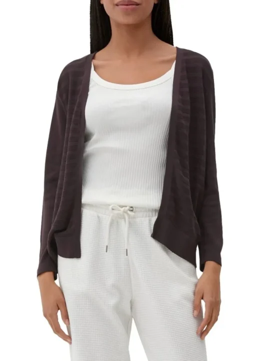Qs designed by leichter Cardigan mit Strickmuster orange, lila, schwarz  S13  2125101