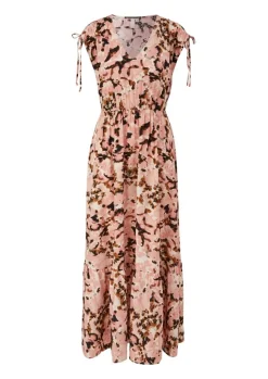 QS designed by Maxi-Kleid aus Viskose orange S23  2124787