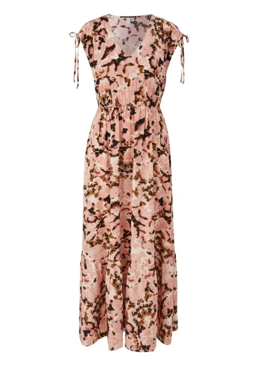 QS designed by Maxi-Kleid aus Viskose orange S23  2124787
