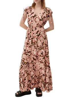 QS designed by Maxi-Kleid aus Viskose orange S23  2124787