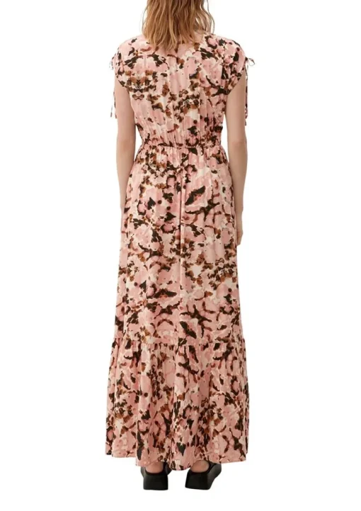 QS designed by Maxi-Kleid aus Viskose orange S23  2124787