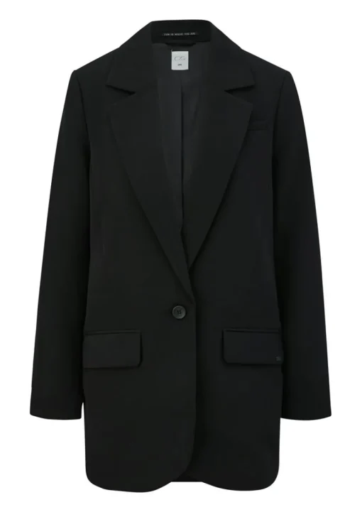 QS designed by Oversize Blazer mit Pattentaschen schwarz / beige S15  2140895