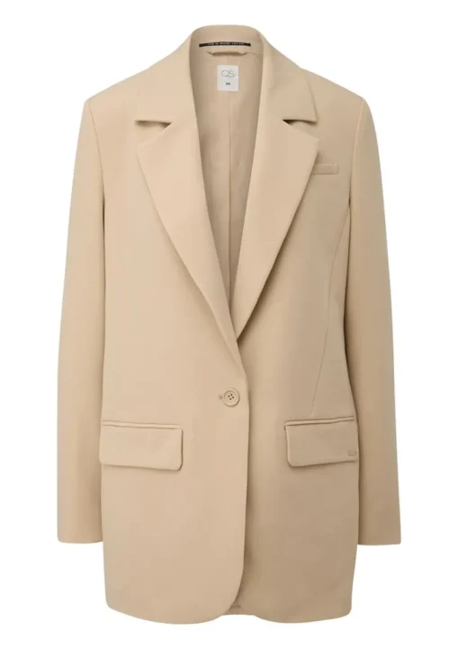 QS designed by Oversize Blazer mit Pattentaschen schwarz / beige S15  2140895