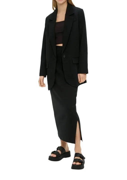 QS designed by Oversize Blazer mit Pattentaschen schwarz / beige S15  2140895