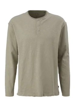 QS designed by Shirt in Flammgarnstruktur braun, schwarz S22  2124127