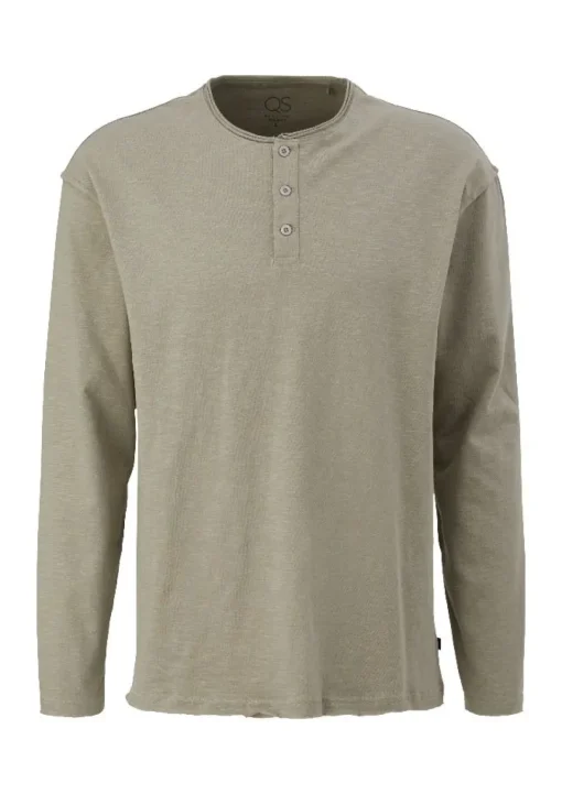 QS designed by Shirt in Flammgarnstruktur braun, schwarz S22  2124127