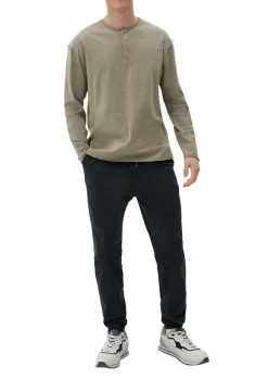 QS designed by Shirt in Flammgarnstruktur braun, schwarz S22  2124127
