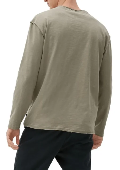 QS designed by Shirt in Flammgarnstruktur braun, schwarz S22  2124127