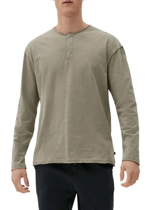 QS designed by Shirt in Flammgarnstruktur braun, schwarz S22  2124127