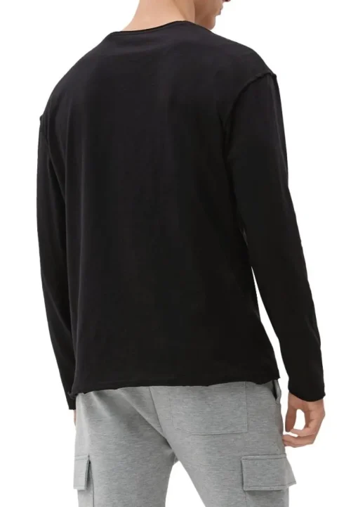 QS designed by Shirt in Flammgarnstruktur braun, schwarz S22  2124127