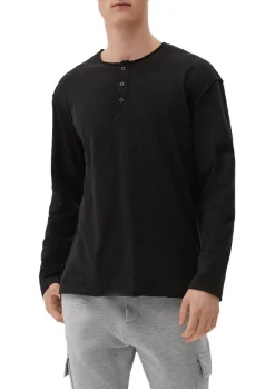 QS designed by Shirt in Flammgarnstruktur braun, schwarz S22  2124127