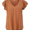 QS designed by Viskosebluse mit V-Ausschnitt braun S13  2130779