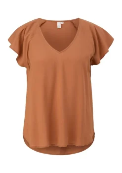 QS designed by Viskosebluse mit V-Ausschnitt braun S13  2130779