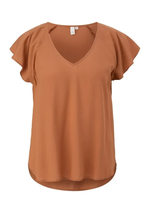 QS designed by Viskosebluse mit V-Ausschnitt braun S13  2130779