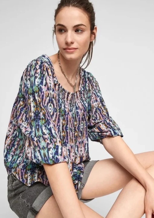 QS designed by Viskosebluse Muster rosa 2100015