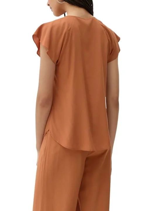 QS designed by Viskosebluse mit V-Ausschnitt braun S13  2130779