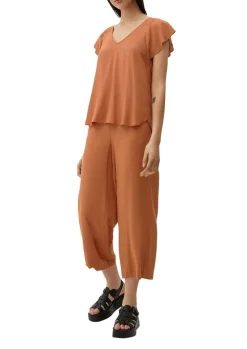 QS designed by Viskosebluse mit V-Ausschnitt braun S13  2130779