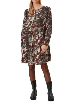 QS designed by Viskosekleid mit Volant schwarz 2105826