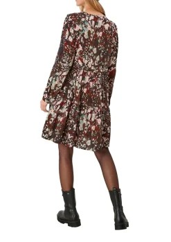 QS designed by Viskosekleid mit Volant schwarz 2105826