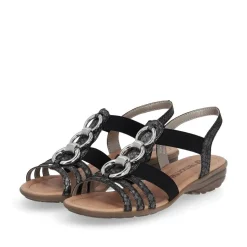 Remonte Damen Sandale Gummizug Schmuckelemente schwarz S14 R3605-02