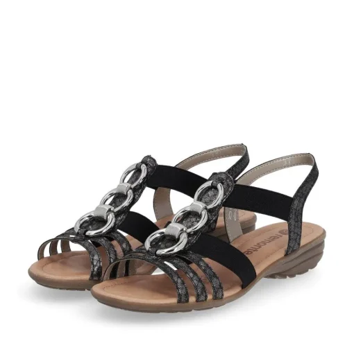 Remonte Damen Sandale Gummizug Schmuckelemente schwarz S14 R3605-02