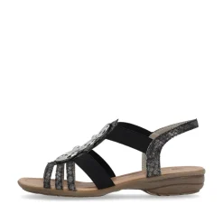 Remonte Damen Sandale Gummizug Schmuckelemente schwarz S14 R3605-02