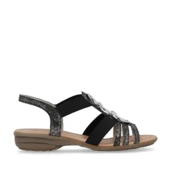 Remonte Damen Sandale Gummizug Schmuckelemente schwarz S14 R3605-02