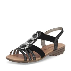 Remonte Damen Sandale Gummizug Schmuckelemente schwarz S14 R3605-02