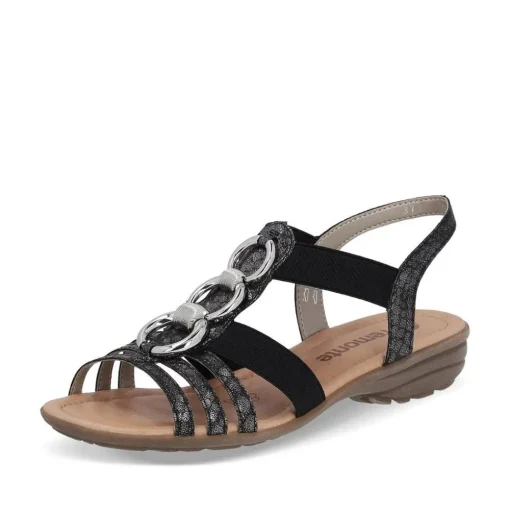 Remonte Damen Sandale Gummizug Schmuckelemente schwarz S14 R3605-02