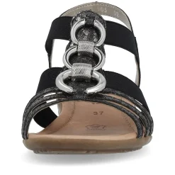Remonte Damen Sandale Gummizug Schmuckelemente schwarz S14 R3605-02
