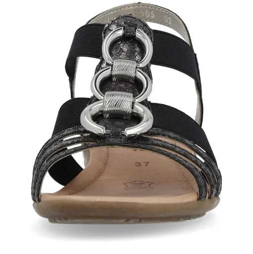 Remonte Damen Sandale Gummizug Schmuckelemente schwarz S14 R3605-02