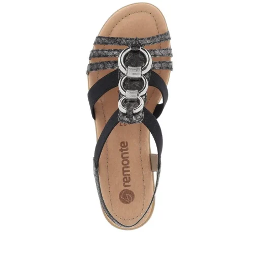 Remonte Damen Sandale Gummizug Schmuckelemente schwarz S14 R3605-02