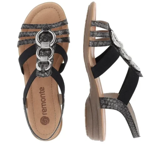 Remonte Damen Sandale Gummizug Schmuckelemente schwarz S14 R3605-02