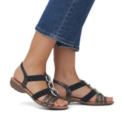 Remonte Damen Sandale Gummizug Schmuckelemente schwarz S14 R3605-02