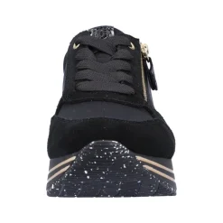 Remonte Damen Schnürschuh Sneaker Plateausohle gestreift Wechselfußbett schwarz S22 D1316-01