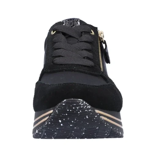 Remonte Damen Schnürschuh Sneaker Plateausohle gestreift Wechselfußbett schwarz S22 D1316-01