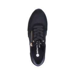 Remonte Damen Schnürschuh Sneaker Plateausohle gestreift Wechselfußbett schwarz S22 D1316-01