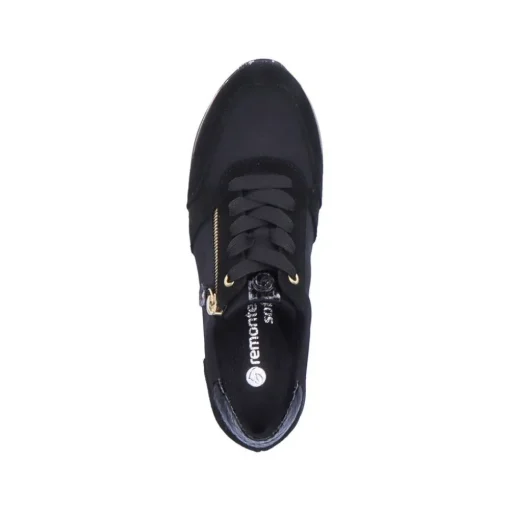 Remonte Damen Schnürschuh Sneaker Plateausohle gestreift Wechselfußbett schwarz S22 D1316-01