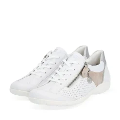 Remonte Damen Sneaker Leder Wechselfußbett metallic weiß S14 R3411-81