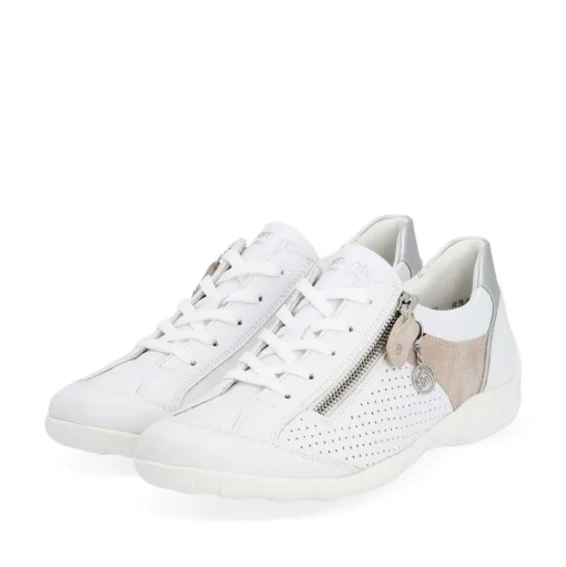 Remonte Damen Sneaker Leder Wechselfußbett metallic weiß S14 R3411-81
