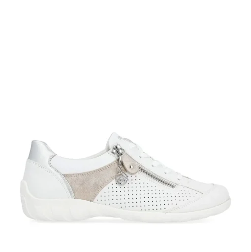 Remonte Damen Sneaker Leder Wechselfußbett metallic weiß S14 R3411-81