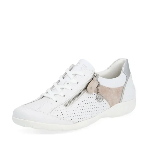 Remonte Damen Sneaker Leder Wechselfußbett metallic weiß S14 R3411-81