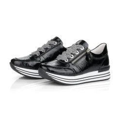 Remonte Sneaker Leder Reißverschluss schwarz softfoam D1302-02