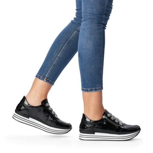 Remonte Sneaker Leder Reißverschluss schwarz softfoam D1302-02
